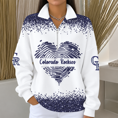 [HOMERUN DEAL] NEW CUSTOMIZED MLB30 COR THE ROCKIES QUARTER ZIP RIBBED SWEATER
