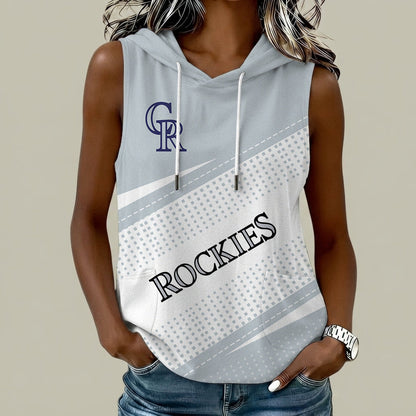 [HOMERUN DEAL] NEW CUSTOMIZED MLB30 COR COLORADO ROCKIES WOMEN'S SLEEVELESS HOODED POCKET TANK TOP