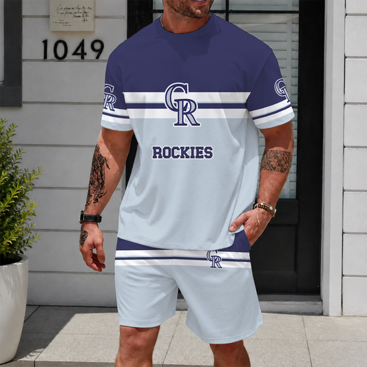 [HOMERUN DEAL] NEW CUSTOMIZED MLB30 COR COLORADO ROCKIES UNISEX T-SHIRT & SHORTS SET