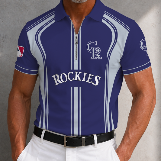 [HOMERUN DEAL] NEW CUSTOMIZED MLB30 COR COLORADO ROCKIES ZIP POLO SHIRT