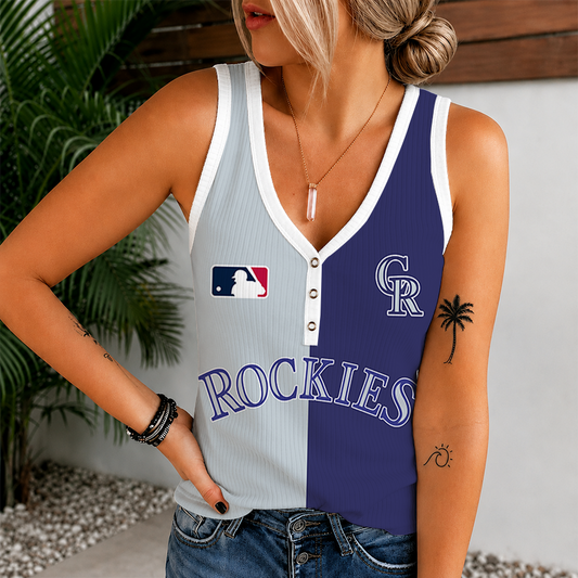 [HOMERUN DEAL] NEW CUSTOMIZED MLB30 COR COLORADO ROCKIES WOMEN'S V-NECK TANK TOP