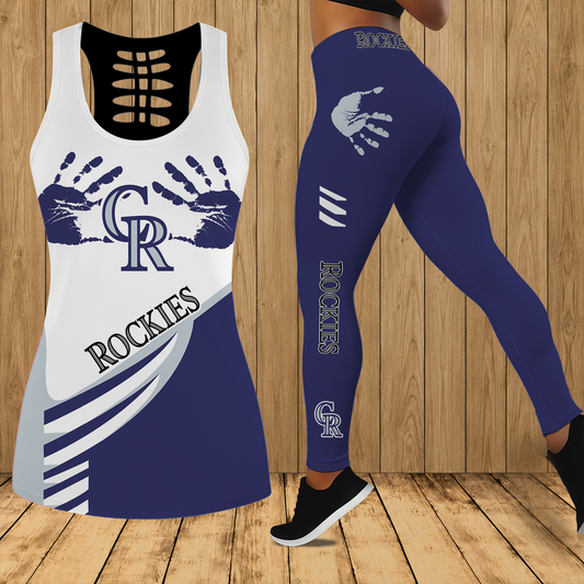 [HOMERUN DEAL] NEW CUSTOMIZED MLB30 COR COLORADO ROCKIES HOLLOW TANK TOP & LEGGINGS SET