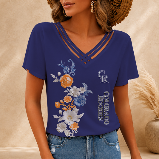 [HOMERUN DEAL] NEW CUSTOMIZED MLB30 COR COLORADO ROCKIES V-NECK SHIRT