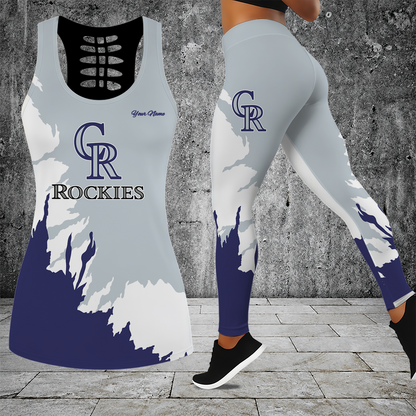 [HOMERUN DEAL] NEW CUSTOMIZED MLB30 COR COLORADO ROCKIES HOLLOW TANK TOP & LEGGINGS SET