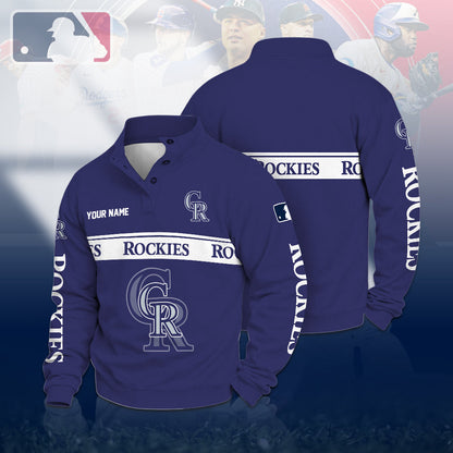 [HOMERUN DEAL] NEW CUSTOMIZED MLB30 COR COLORADO ROCKIES QUARTER-BUTTON SWEATSHIRT
