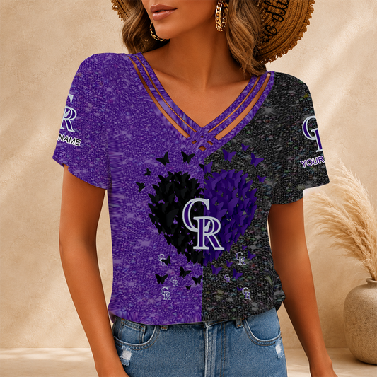 [HOMERUN DEAL] NEW CUSTOMIZED MLB30 COR COLORADO ROCKIES V-NECK SHIRT