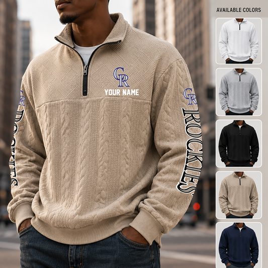 [HOMERUN DEAL] NEW CUSTOMIZED MLB30 COR COLORADO ROCKIES MULTICOLOR QUARTER-ZIP SWEATSHIRT
