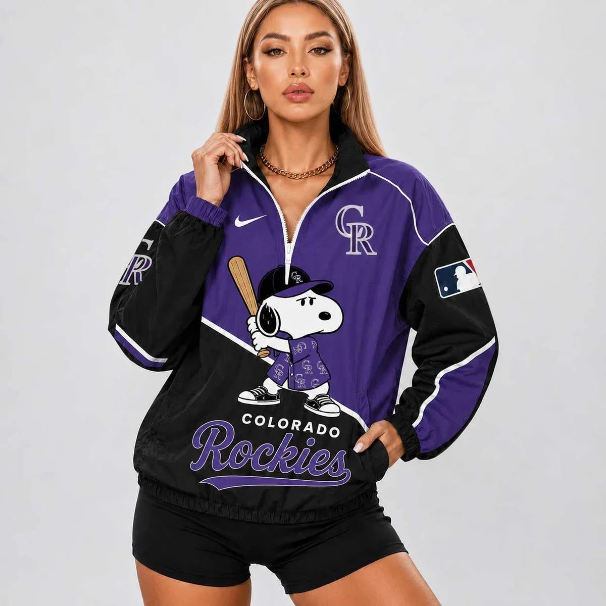 [HOMERUN DEAL] NEW CUSTOMIZED MLB30 COR COLORADO ROCKIES V-NECK ZIPPER SWEATSHIRT JACKET