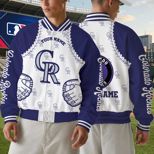 [HOMERUN DEAL] NEW CUSTOMIZED MLB30 COR COLORADO ROCKIES SATIN VARSITY & BASEBALL JACKET