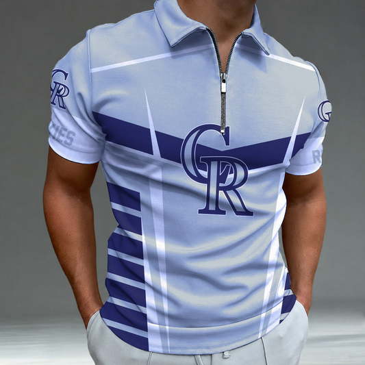 [HOMERUN DEAL] NEW CUSTOMIZED MLB30 COR COLORADO ROCKIES ZIP POLO SHIRT