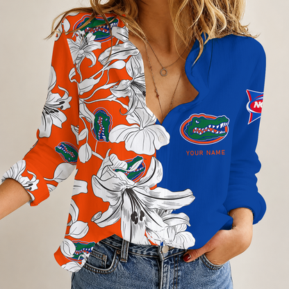 [TOUCHDOWN DEAL] NEW CUSTOMIZED NCAA FBS30 FLG FLORIDA GATORS WOMEN CASUAL SHIRT