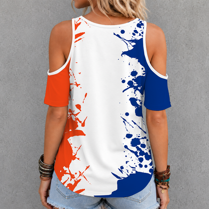 [TOUCHDOWN DEAL]NEW CUSTOMIZED NCAA FBS30 FLG FLORIDA GATORS CRISS CROSS V-NECK TOP