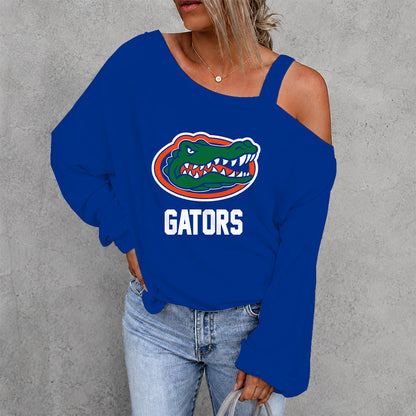 [TOUCHDOWN DEAL] NEW CUSTOMIZED NCAA FBS30 FLG FLORIDA GATORS WOMEN'S OFF-SHOULDER LONG SLEEVE SHIRT