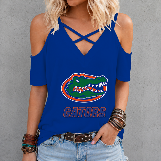 [TOUCHDOWN DEAL] NEW CUSTOMIZED NCAA FBS30 FLG FLORIDA GATORS CRISS CROSS V-NECK TOP