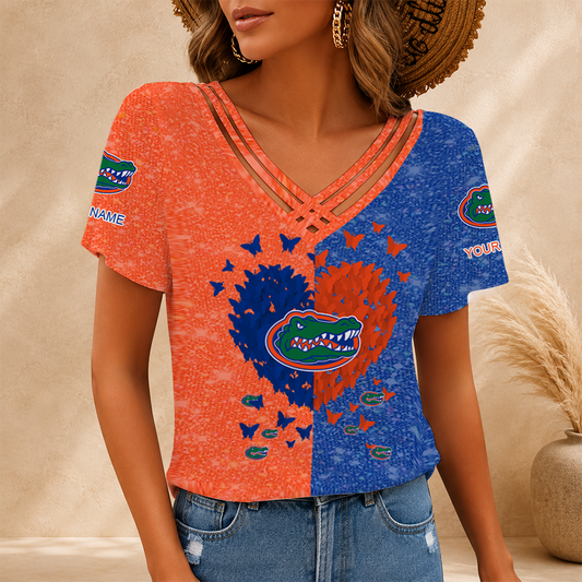 [TOUCHDOWN DEAL] NEW CUSTOMIZED NCAA FBS30 FLG FLORIDA GATORS V-NECK SHIRT