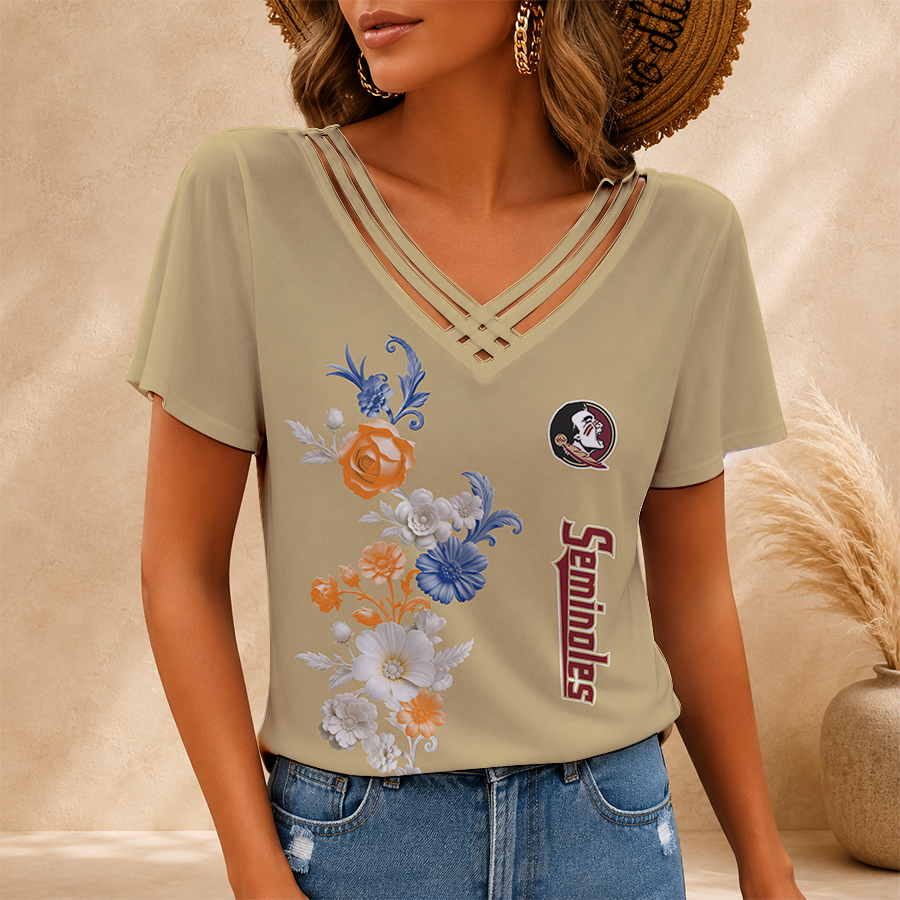 [HOMERUN DEAL] NEW CUSTOMIZED NCAA CWS30 FLS FLORIDA STATE SEMINOLES V-NECK SHIRT