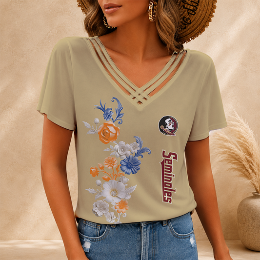 [HOMERUN DEAL] NEW CUSTOMIZED NCAA CWS30 FLS FLORIDA STATE SEMINOLES V-NECK SHIRT