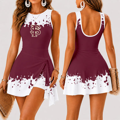 [HOMERUN DEAL] NEW CUSTOMIZED NCAA CWS30 FLS FLORIDA STATE SEMINOLES WOMEN'S SUMMER SKORT DRESS