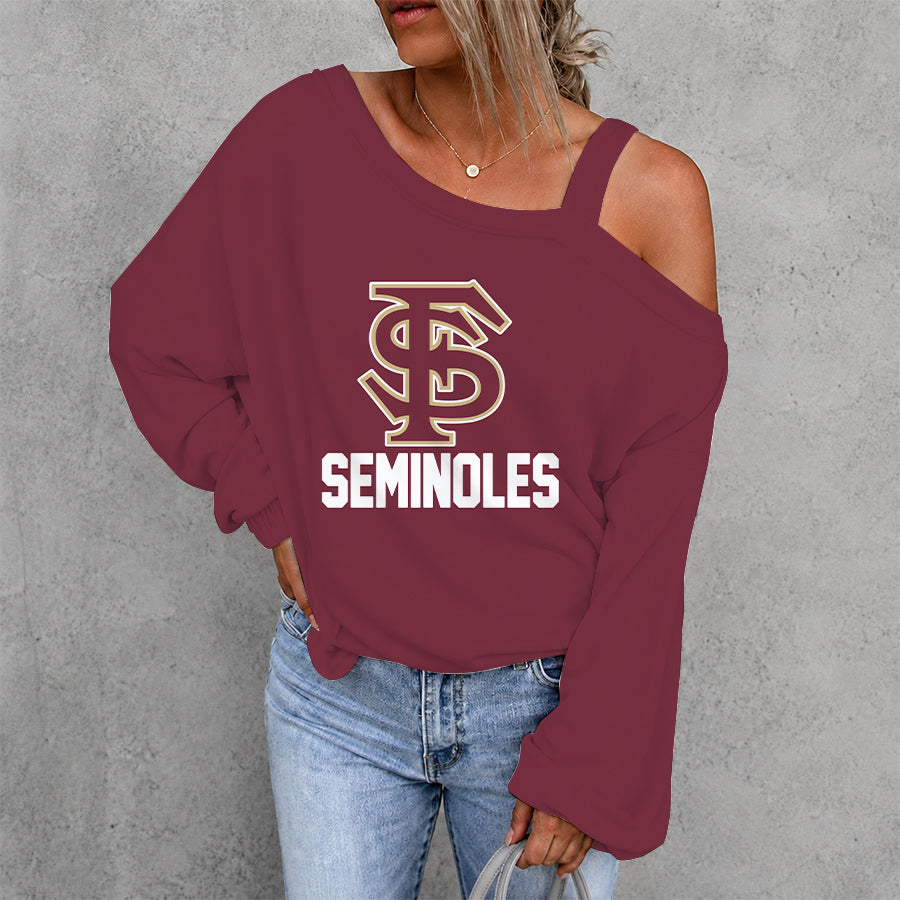 [HOMERUN DEAL] NEW CUSTOMIZED NCAA CWS30 FLS FLORIDA STATE SEMINOLES WOMEN'S OFF-SHOULDER LONG SLEEVE SHIRT