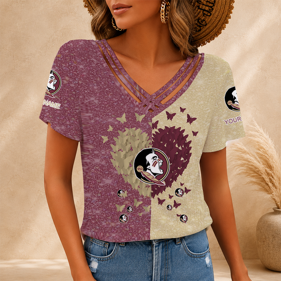 [FAN FAVORITE] NEW CUSTOMIZED NCAA CWS30 FLS FLORIDA STATE SEMINOLES V-NECK SHIRT
