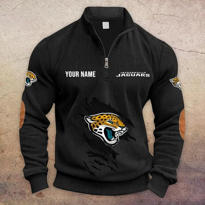 [TOUCHDOWN DEAL] NEW CUSTOMIZED NFL30 JSJ JACKSONVILLE JAGUARS MULTICOLOR STRIPED QUATER ZIP SWEATSHIRT