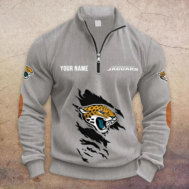 [TOUCHDOWN DEAL] NEW CUSTOMIZED NFL30 JSJ JACKSONVILLE JAGUARS MULTICOLOR STRIPED QUATER ZIP SWEATSHIRT