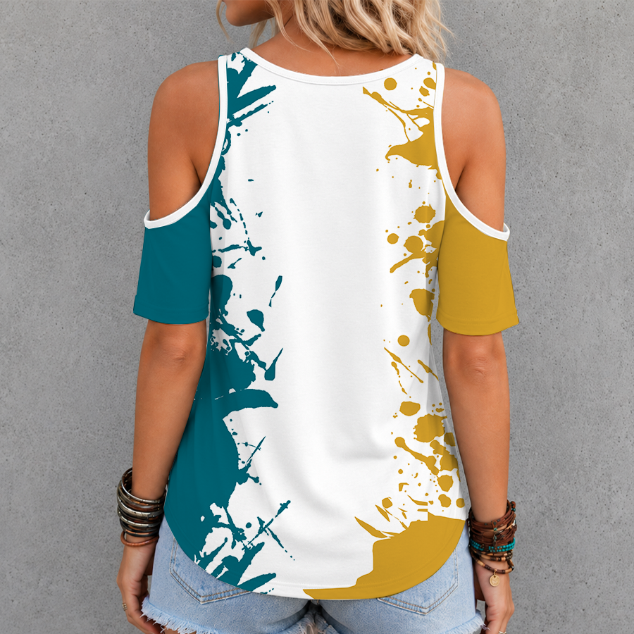 [TOUCHDOWN DEAL] NEW CUSTOMIZED NFL30 JSJ JACKSONVILLE JAGUARS CRISS CROSS V-NECK TOP