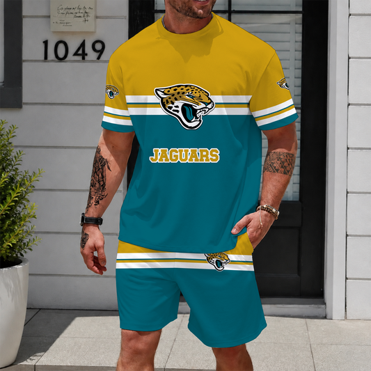 [TOUCHDOWN DEAL] NEWCUSTOMIZED NFL30 JSJ JACKSONVILLE JAGUARS UNISEX T-SHIRT & SHORTS SET