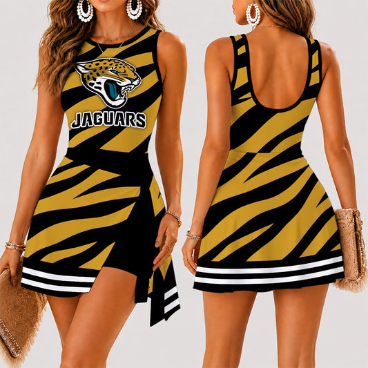 [TOUCHDOWN DEAL] NEW CUSTOMIZED NFL30 JSJ JACKSONVILLE JAGUARS WOMEN'S SUMMER SKORT DRESS