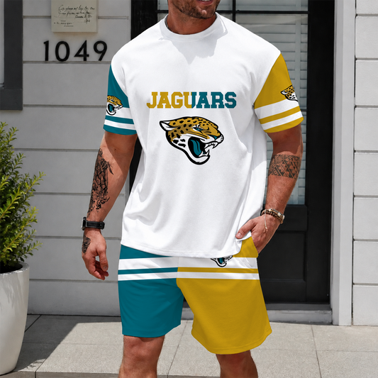 [TOUCHDOWN DEAL] NEWCUSTOMIZED NFL30 JSJ JACKSONVILLE JAGUARS UNISEX T-SHIRT & SHORTS SET