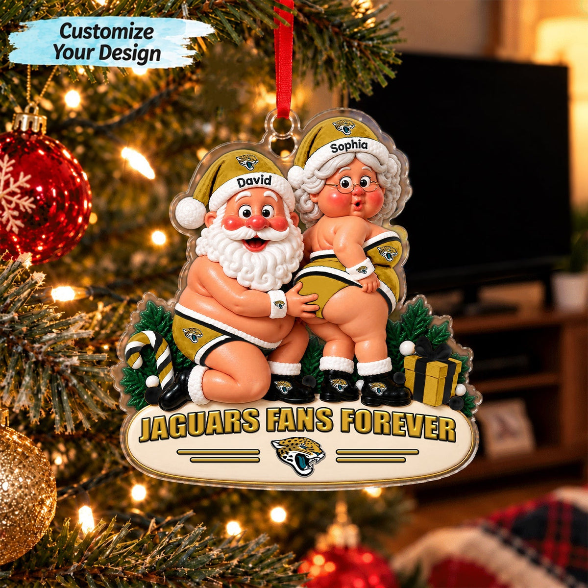 [TOUCHDOWN DEAL] NEW CUSTOMIZED NFL30 JSJ JACKSONVILLE JAGUARS CHRISTMAS ACRYLIC ORNAMENT