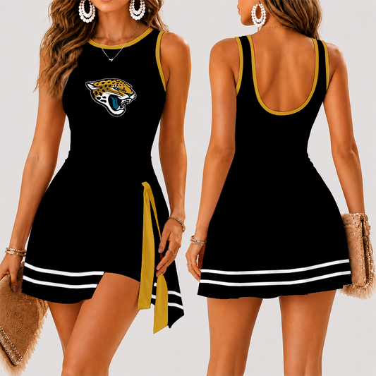 [TOUCHDOWN DEAL] NEW CUSTOMIZED NFL30 JSJ JACKSONVILLE JAGUARS WOMEN'S SUMMER SKORT DRESS