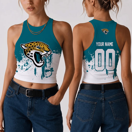 [TOUCHDOWN DEAL] NEW CUSTOMIZED NFL30 JSJ THE JAGUARS WOMEN'S CROP TOP