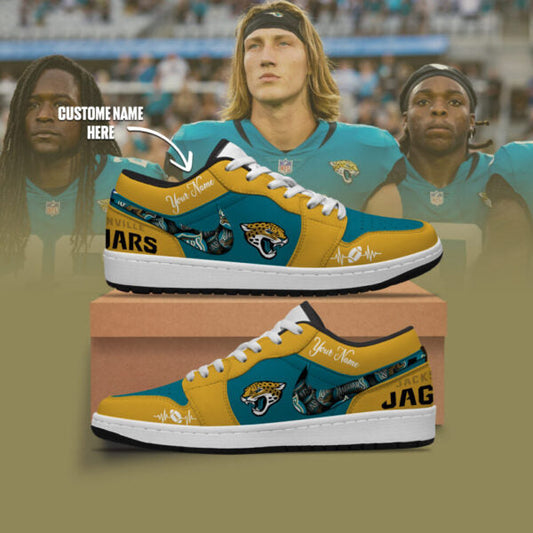 [TOUCHDOWN DEAL] NEW CUSTOMIZED NFL30 JSJ JACKSONVILLE JAGUARS AIR JORDAN LOW SHOES