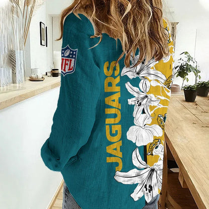 [TOUCHDOWN DEAL] NEW CUSTOMIZED NFL30 JSJ JACKSONVILLE JAGUARS WOMEN CASUAL SHIRT FOR FAN