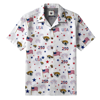 [TOUCHDOWN DEAL] NEW CUSTOMIZED NFL30 JSJ JACKSONVILLE JAGUARS PATRIOTIC 250 USA HAWAIIAN SHIRT