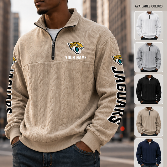 [TOUCHDOWN DEAL] NEW CUSTOMIZED NFL30 JSJ JACKSONVILLE JAGUARS MULTICOLOR QUARTER-ZIP SWEATSHIRT