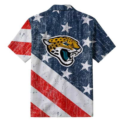 [TOUCHDOWN DEAL] NEW CUSTOMIZED NFL30 JSJ JACKSONVILLE JAGUARS PATRIOTIC 250 USA HAWAIIAN SHIRT
