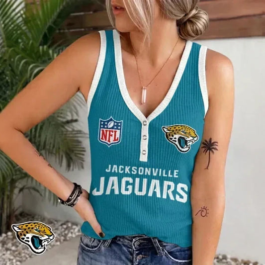 [TOUCHDOWN DEAL] NEW CUSTOMIZED NFL30 JSJ JACKSONVILLE JAGUARS WOMEN'S V-NECK TANK TOP