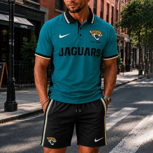 [TOUCHDOWN DEAL] NEW CUSTOMIZED NFL30 JSJ JACKSONVILLE JAGUARS POLO SHIRT & SHORT PANTS