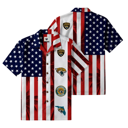 [TOUCHDOWN DEAL] NEW CUSTOMIZED NFL30 JSJ JACKSONVILLE JAGUARS PATRIOTIC 250 USA HAWAIIAN SHIRT