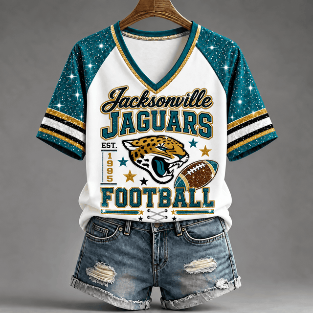 [TOUCHDOWN DEAL] NEW CUSTOMIZED NFL30 JSJ THE JAGUARS BUC-EE'S V-NECK FEMALE SHIRT