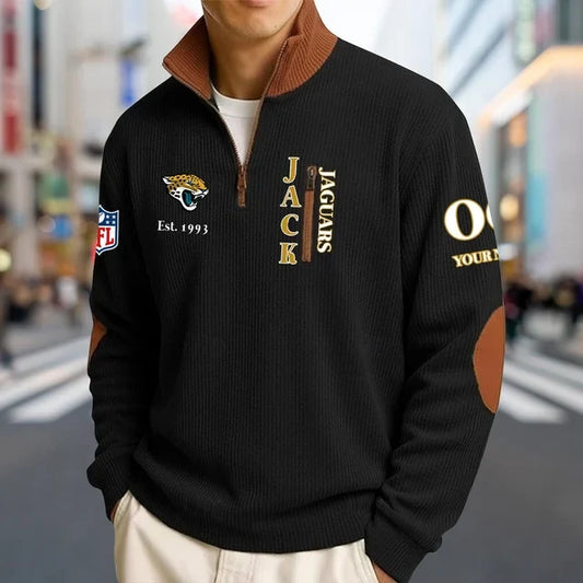 [TOUCHDOWN DEAL] NEW CUSTOMIZED NFL30 JSJ JACKSONVILLE JAGUARS MULTICOLOR STRIPED QUATER ZIP SWEATSHIRT