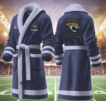[TOUCHDOWN DEAL] NEW CUSTOMIZED NFL30 JSJ JACKSONVILLE JAGUARS MULTICOLOR FLEECE BATHROBE