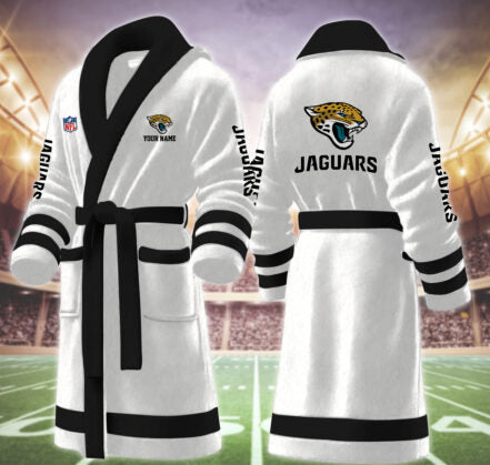 [TOUCHDOWN DEAL] NEW CUSTOMIZED NFL30 JSJ JACKSONVILLE JAGUARS MULTICOLOR FLEECE BATHROBE