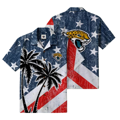 [TOUCHDOWN DEAL] NEW CUSTOMIZED NFL30 JSJ JACKSONVILLE JAGUARS PATRIOTIC 250 USA HAWAIIAN SHIRT