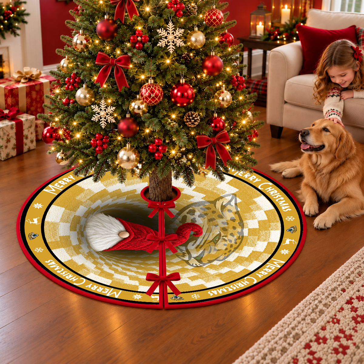 [TOUCHDOWN DEAL] NEW CUSTOMIZED NFL30 JSJ THE JAGUARS CHRISTMAS TREE SKIRT