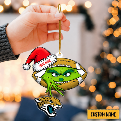 [TOUCHDOWN DEAL] NEW CUSTOMIZED NFL30 JSJ JACKSONVILLE JAGUARS CHRISTMAS ACRYLIC ORNAMENT