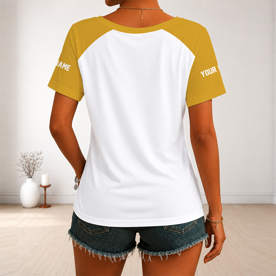 [TOUCHDOWN DEAL] NEW CUSTOMIZED NFL30 JSJ JACKSONVILLE JAGUARS V-NECK FEMALE SHIRT