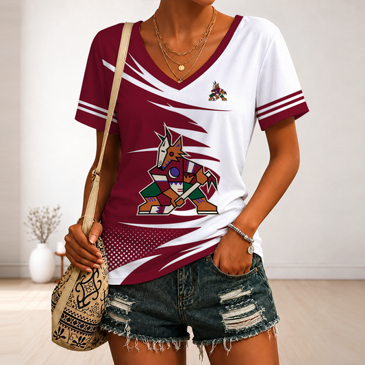 [PUCK DROP DEAL] NEW CUSTOMIZED NHL30 AZC ARIZONA COYOTES V-NECK FEMALE SHIRT